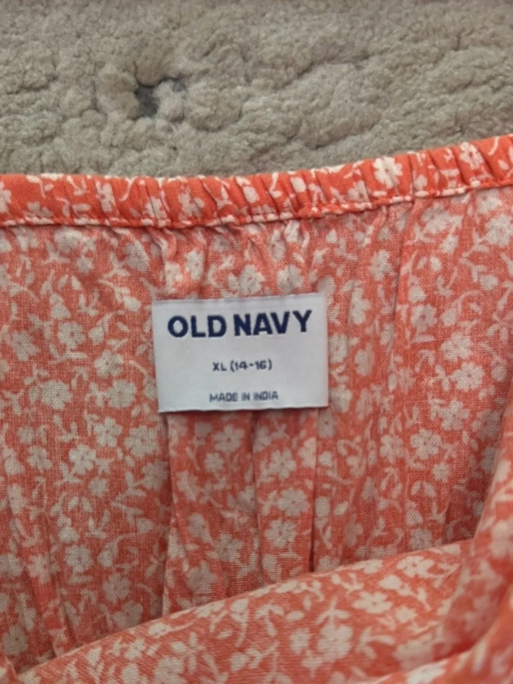 Girls Old Navy Coral and White Floral Dress